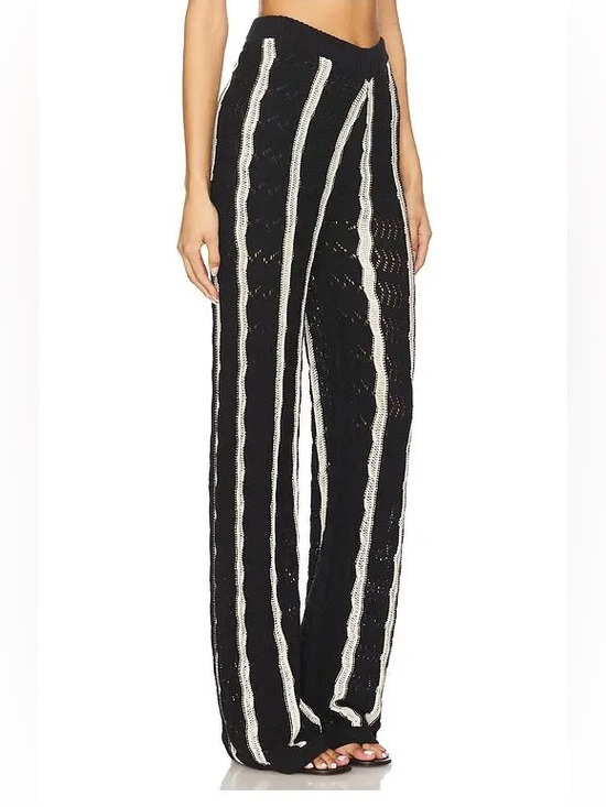 Central Park West Pants - Central Park West High-Rise Wide-Leg Crochet-Knit Pants Novelty Stitch Small NWT
